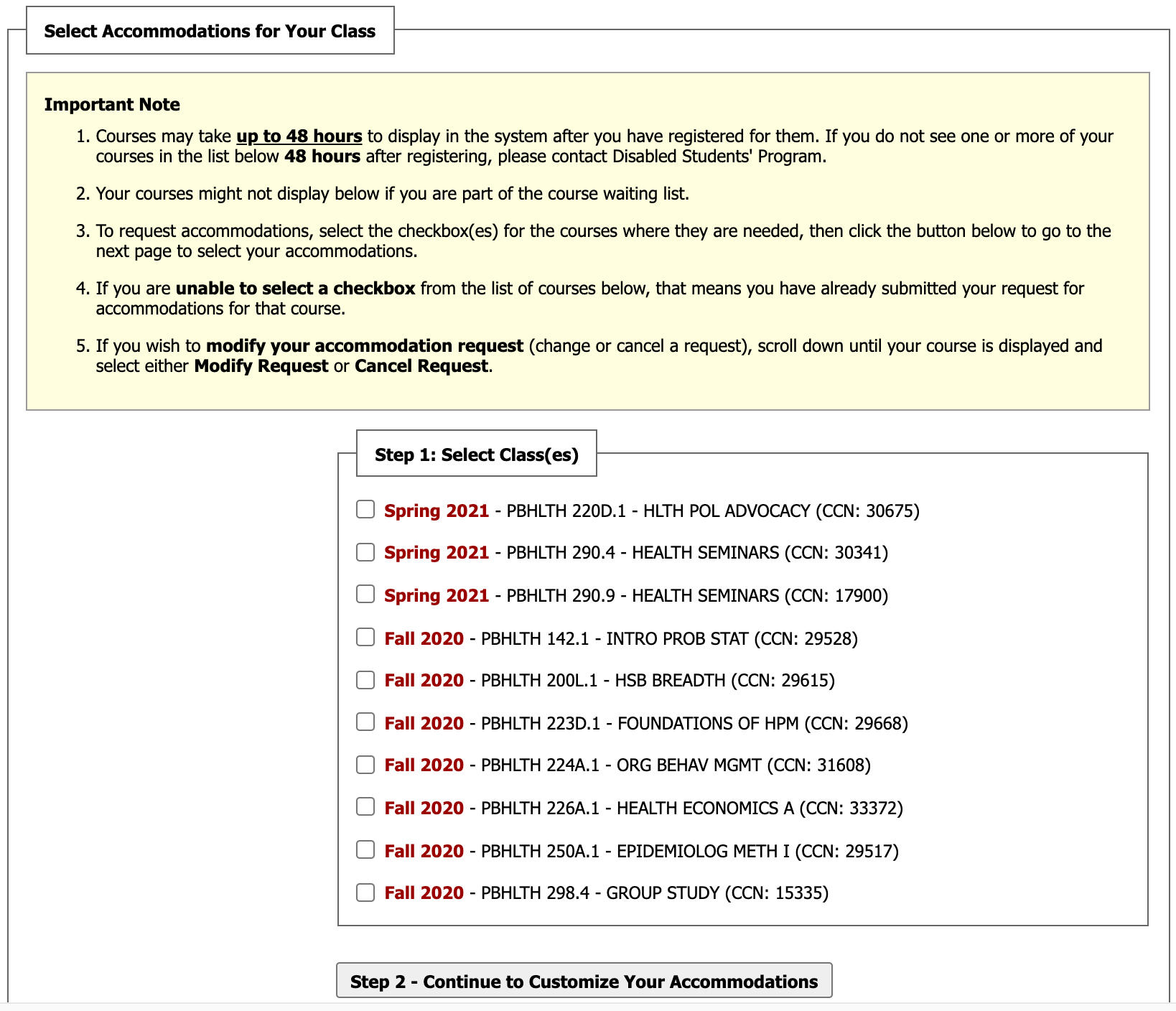 AIM - Selecting Your Classes.