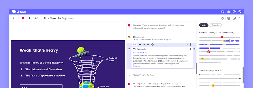Screenshot of Glean software