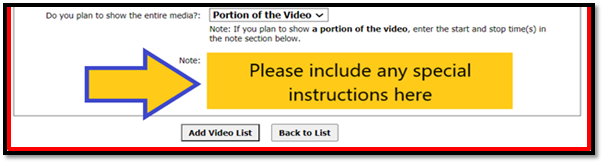 In the notes section, add any special instructions