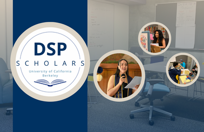 DSP Scholars logo along side three are three photos of students.